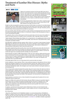 Treatment of Lumbar Disc Disease: Myths and Facts